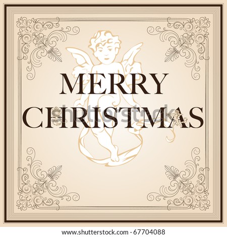 vintage merry christmas text.  vector : Merry Christmas vintage card with amor and place for your text