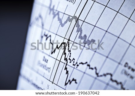 Two curves show the course of share prices on the stock exchange.