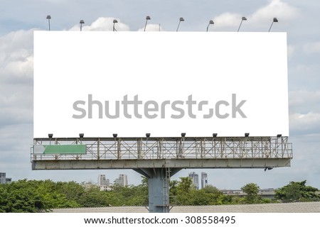 Blank Billboard Template in Bangkok, Thailand with clipping path