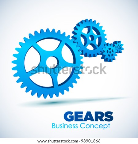 3D glossy Gears, vector illustration. Business, Teamwork concept.