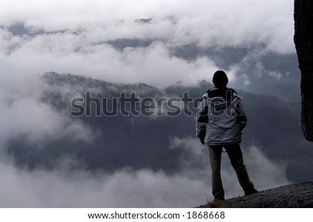 man on the mountain fog