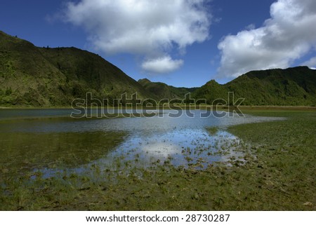 the lake of fire in azores island of sao miguel