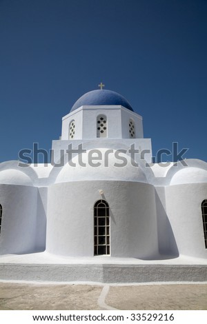 typical church of santorini island, in greece. village of Ia