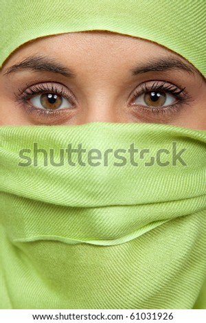 young woman with a veil close up portrait studio picture