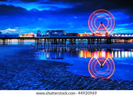 stock photo : Blackpool pleasure beach in the evening