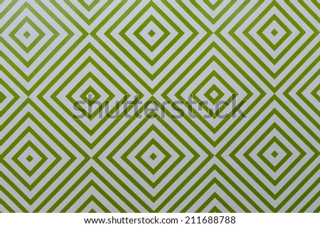 Description:  Geometric pattern on green and white background. Title:  Geometric Pattern.