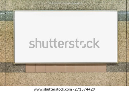 Blank frame on marble wall with floor tile