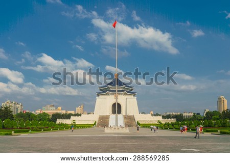 TAIPEI, TAIWAN - May 29: Chiang Kai-shek Memorial Hall May 29, 2015 in Taipei, TAIWAN, Asia. The building is famous landmark and must see attraction in Taipei.