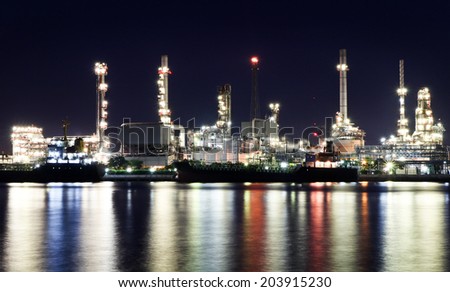Oil refinery or petrochemical industry in thailand.at night.edit colorful.