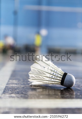 badminton - badminton courts with players competing(shallow DOF; color toned image)