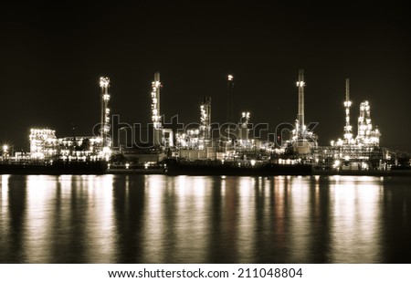 Oil refinery or petrochemical industry with the Chao Phraya river in bangkok, thailand.