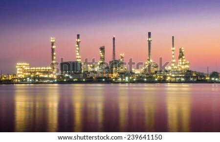 Oil refinery or petrochemical industry in thailand. Colorful tone.