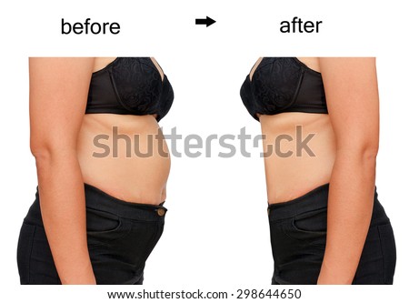 Woman\'s body before and after a diet