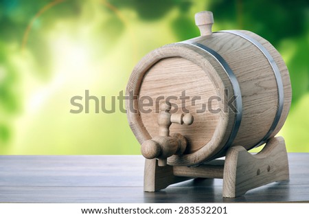 Oak barrels with natural background