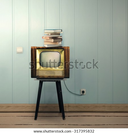 Vintage tv and books