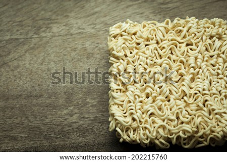 Instant noodle  on wood background