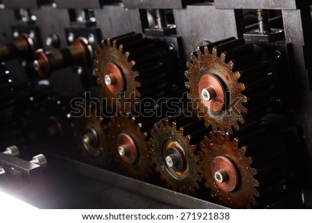 Metal gears group industrial mechanism