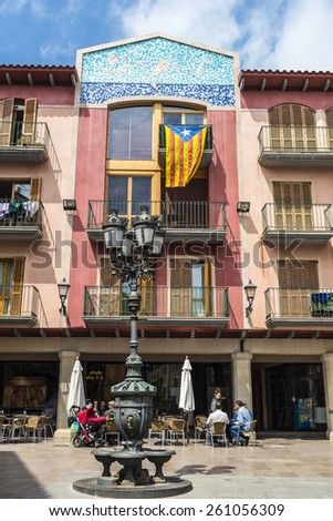 Tarragona, Spain - April 20, 2014: City council of Cambrils, an important town on the Costa Daurada. In this place people drink in a terrace