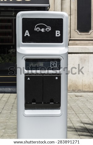 New filling station for electric cars in Barcelona, Catalonia, Spain