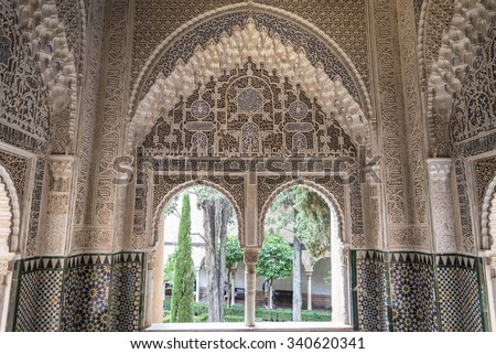 Granada, Spain - August 11, 2015: The Banuelo, Arab baths in good condition, in the old town of Granada, near the fortress of the Alhambra, Andalusia, Spain.
