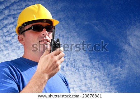 Construction person with radio
