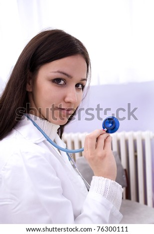 Medical worker, doctor with stethoscope in hospital