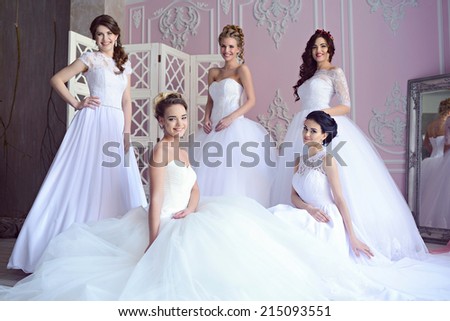 Beautiful girls in wedding dresses