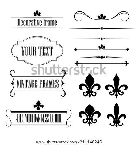 Set of calligraphic flourish design elements borders and frames fleur de lis vol 3 Set of calligraphic flourish design elements borders and frames fleur de lis vol 3