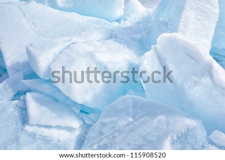 outdoor view of multiple clean ice blocks