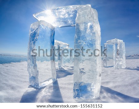 Icehange - Stonehenge Made From Ice On Lake Baikal In Sineria Under Winter Sun