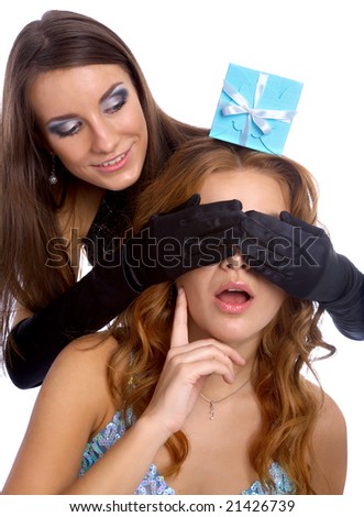 stock photo beautiful brunette model in black gloves closes others girls stock photo beautiful brunette model in black gloves closes others girls