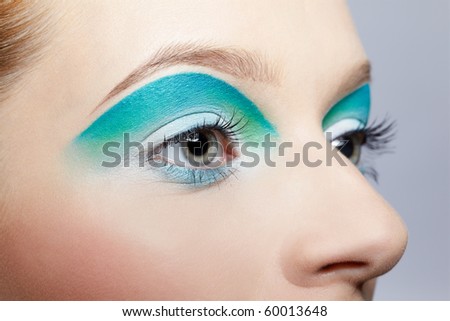 close-up portrait of girl's eye-zone make up