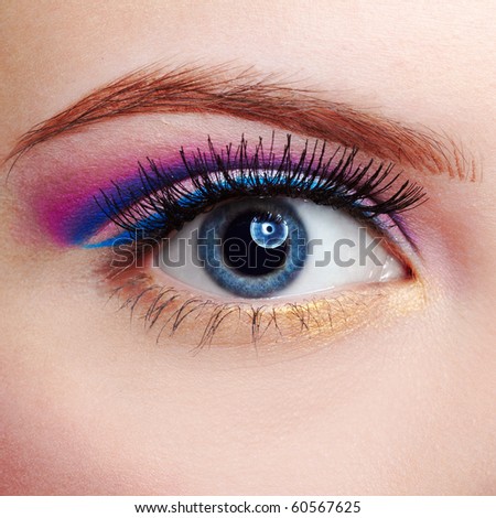 close-up portrait of girl's eyezone make up