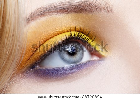 closeup portrait of beautiful girl's eye-zone make-up