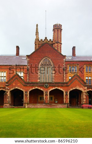 View at the Queen\'s University of Belfast in rainy day