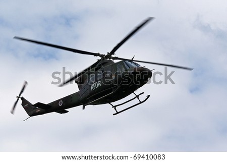 MARIBOR, SLOVENIA - JULY 15: Bell 412 demonstrates rescue action on Airshow on July 9, 2010 in Maribor, Slovenia