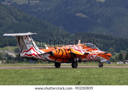 ZELTWEG, AUSTRIA - JULY 02: Saab 105 OE at the airpower11 airshow on July 02, 2011 in Zeltweg, Austria