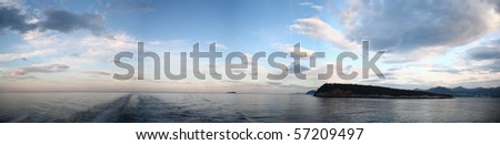 Panoramic view of a sea in morning