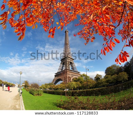 Eiffel Tower in autumn Paris France Eiffel Tower in autumn Paris France