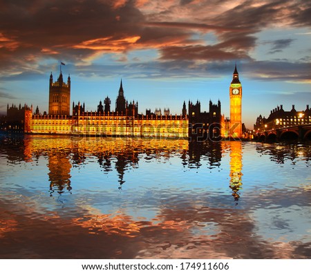 Big Ben in the evening London England Big Ben in the evening London England