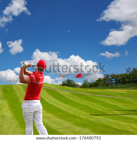 Man Playing Golf Against Blue Sky