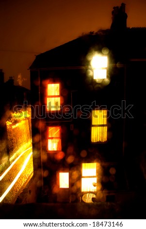 house in the rainy night