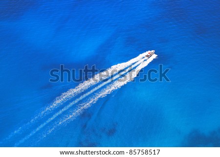 Speed boat on the azure sea