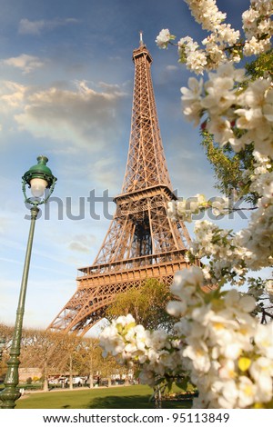 Paris France Eiffel Tower Pictures on Spring Morning With Eiffel Tower  Paris  France Stock Photo 95113849