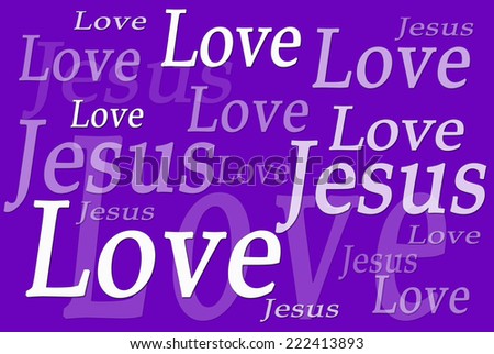 Love Jesus collage in purple.