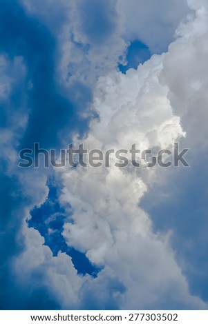 Dramatic sky with stormy clouds above the sun background