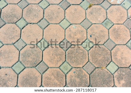 Brown Octagon Brick  connect with green square path background