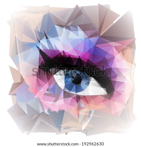 Abstract woman eye  created from polygons. Vector illustration.
