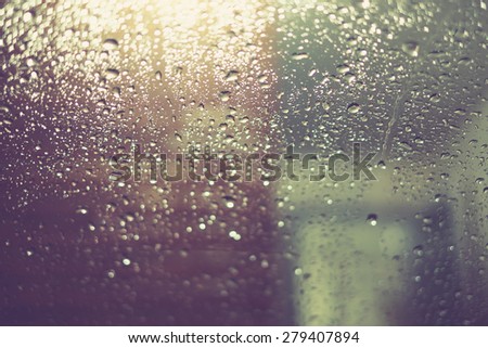Vintage tone of :Drops Of Rain on the window for Background
