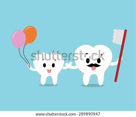 Vector of Cute healthy white teeth family for Health care